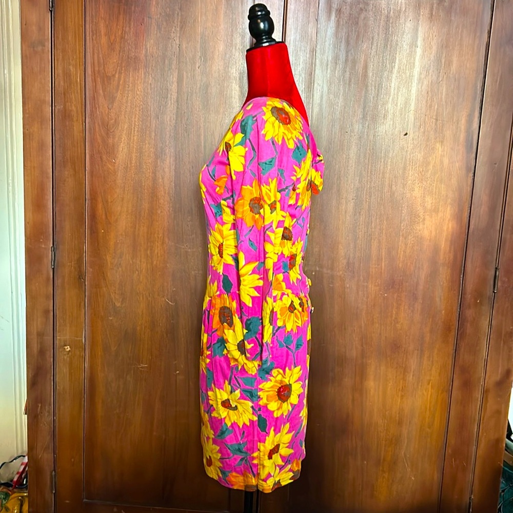 Y2K Fuchsia Sunflowers Dress 8 - Picture 4 of 10